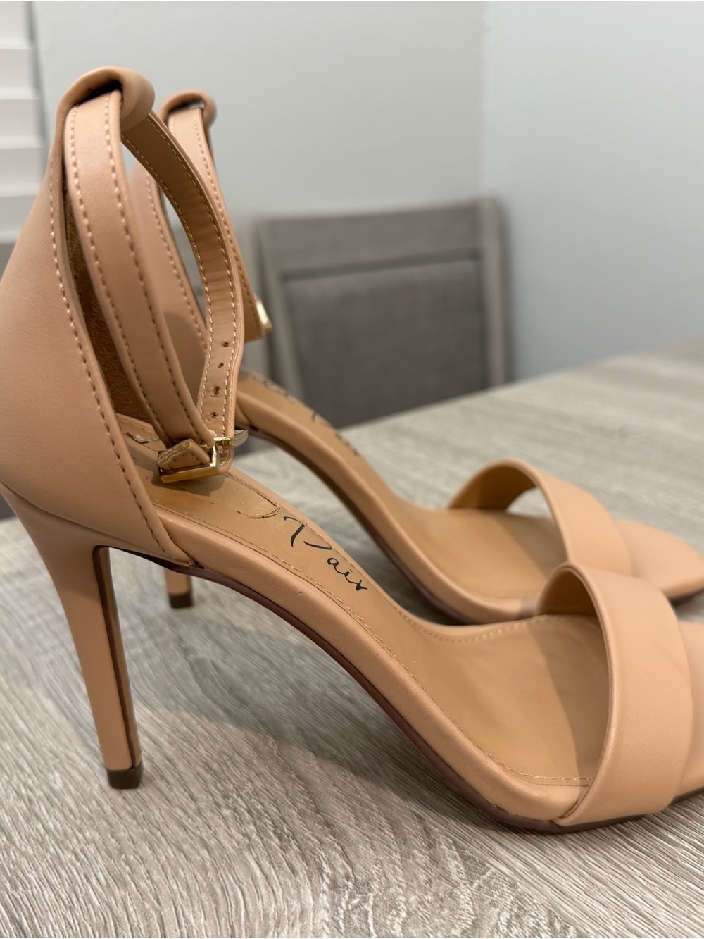 Nude Strappy High Heel Sandals - Women's Pump